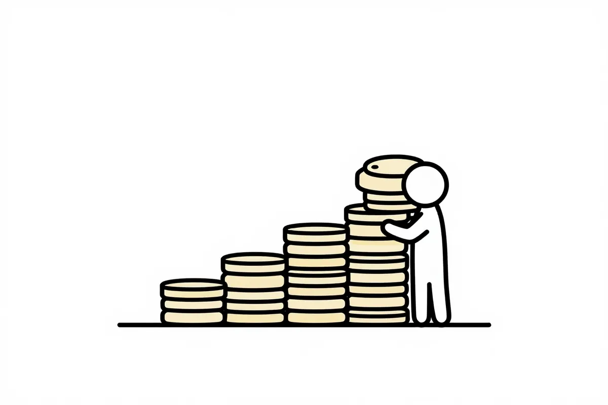 coins stacked in towers of increasing height
