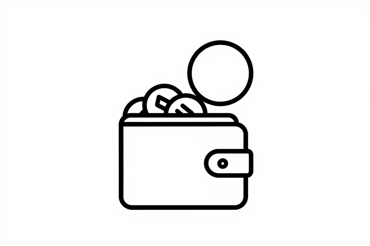 a wallet with coins spilling out